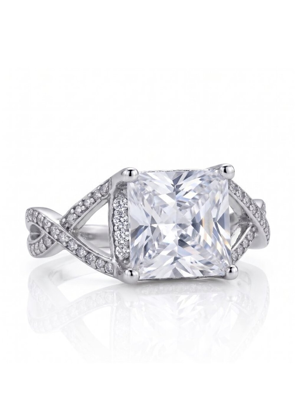 Princess Cut gemstone ring, 925 Sterling Silver